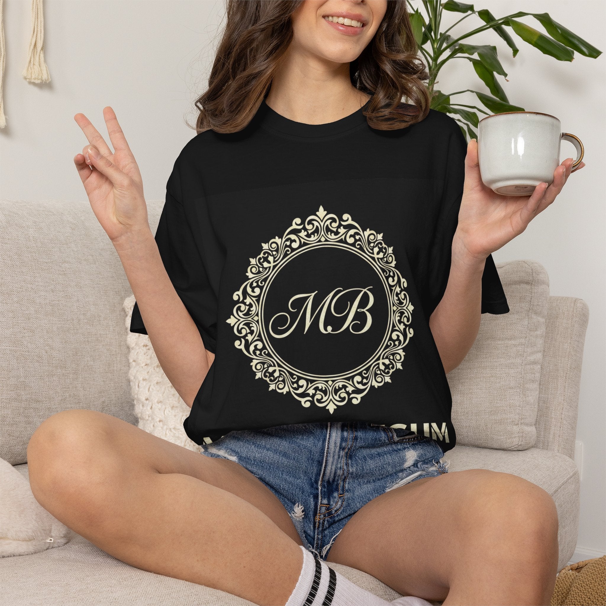 Personalized Monogram T-Shirt — "Mehnaz Begum" Gold Crest Tee