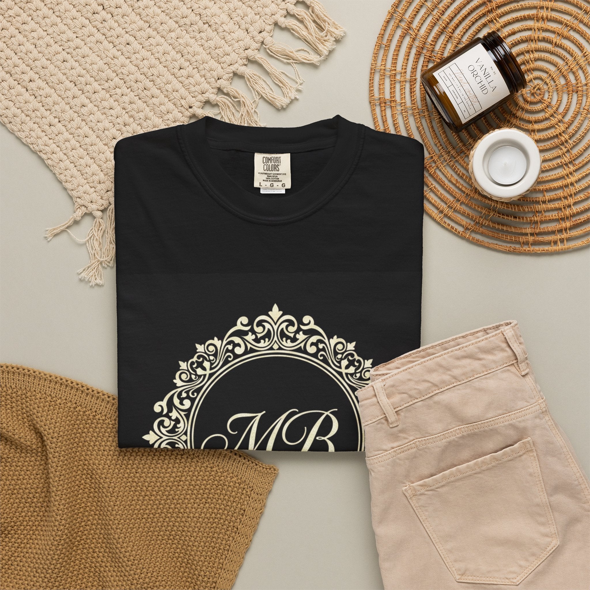 Personalized Monogram T-Shirt — "Mehnaz Begum" Gold Crest Tee