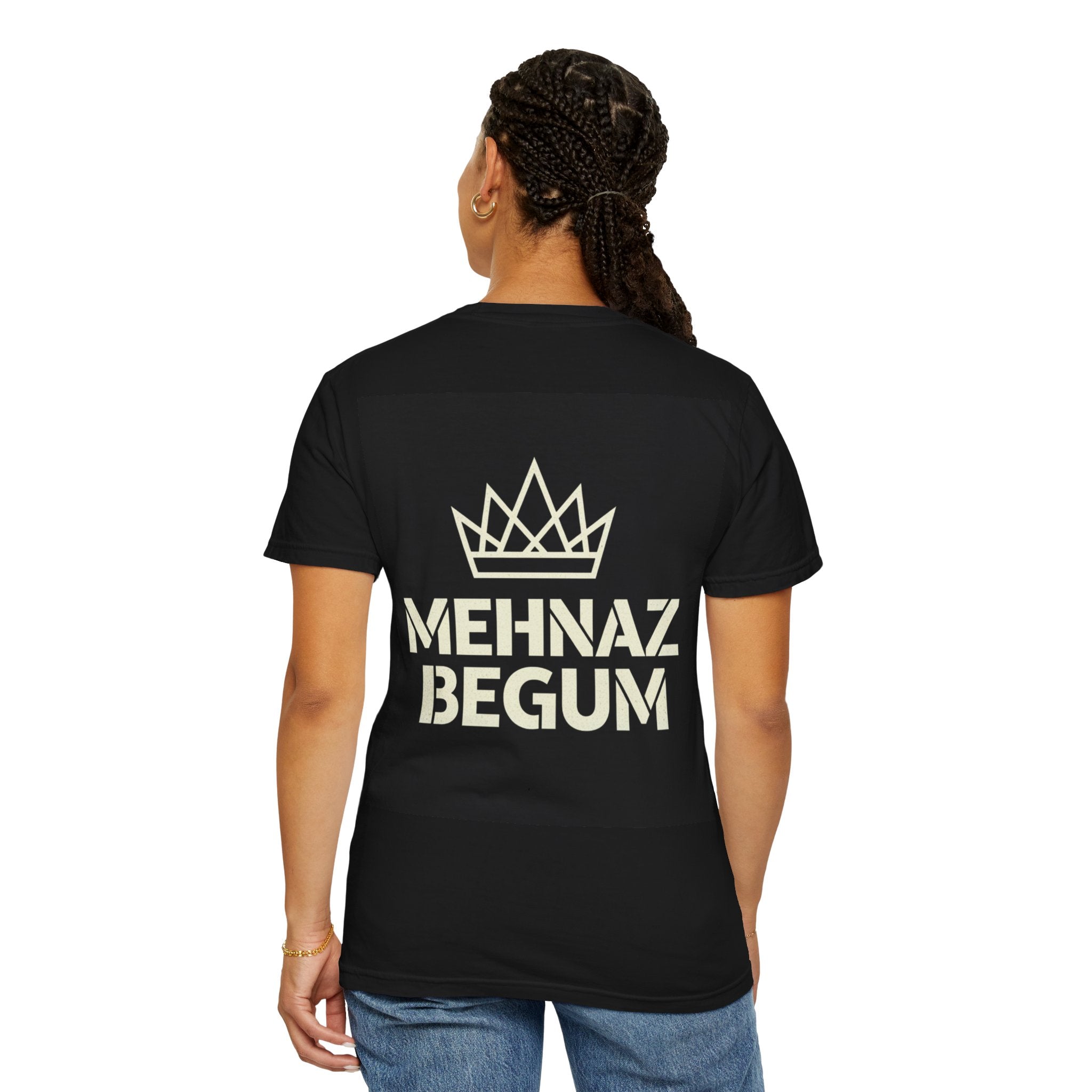 Personalized Monogram T-Shirt — "Mehnaz Begum" Gold Crest Tee