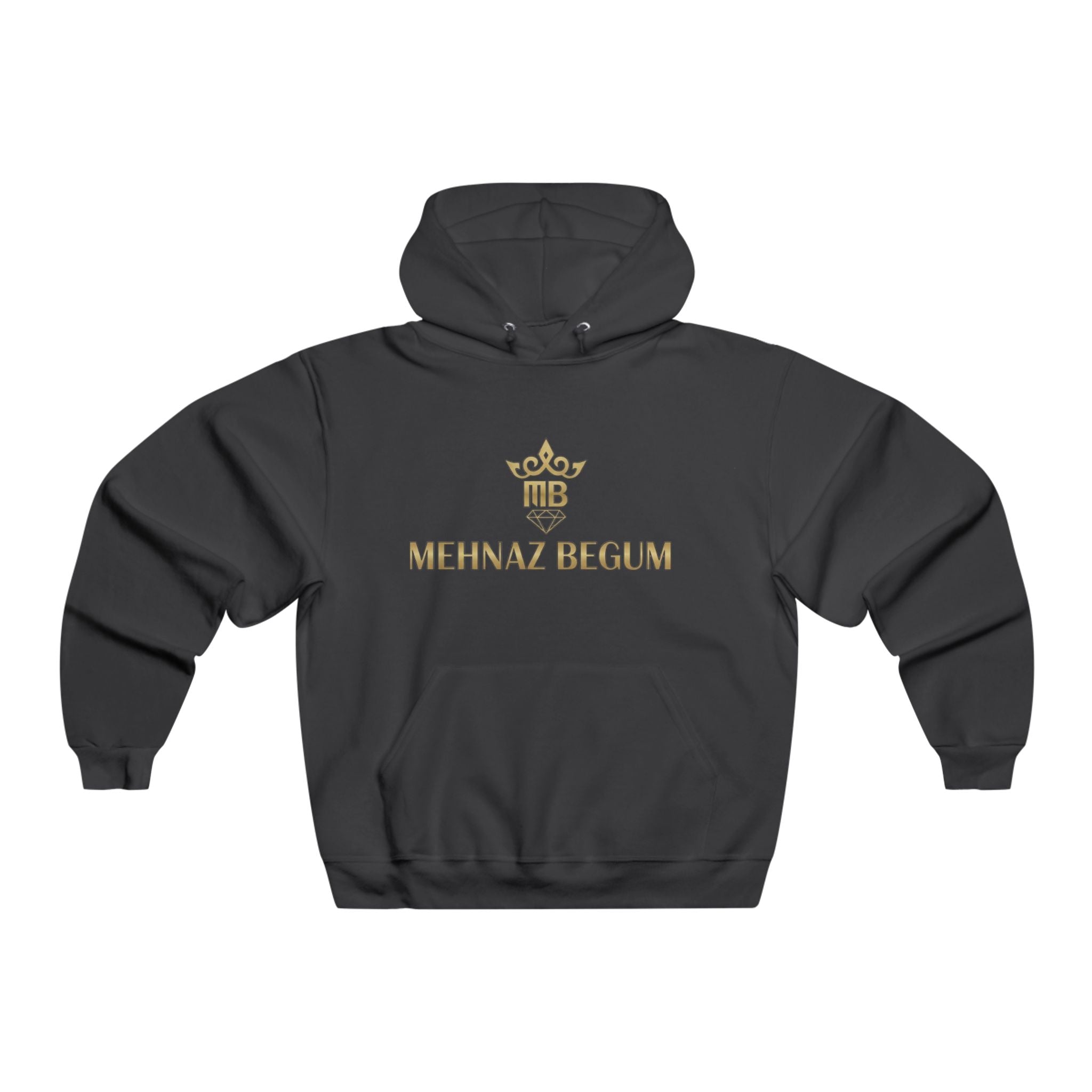 MEHNAZ BEGUM Crown Hoodie — Luxury Gold Logo Sweatshirt