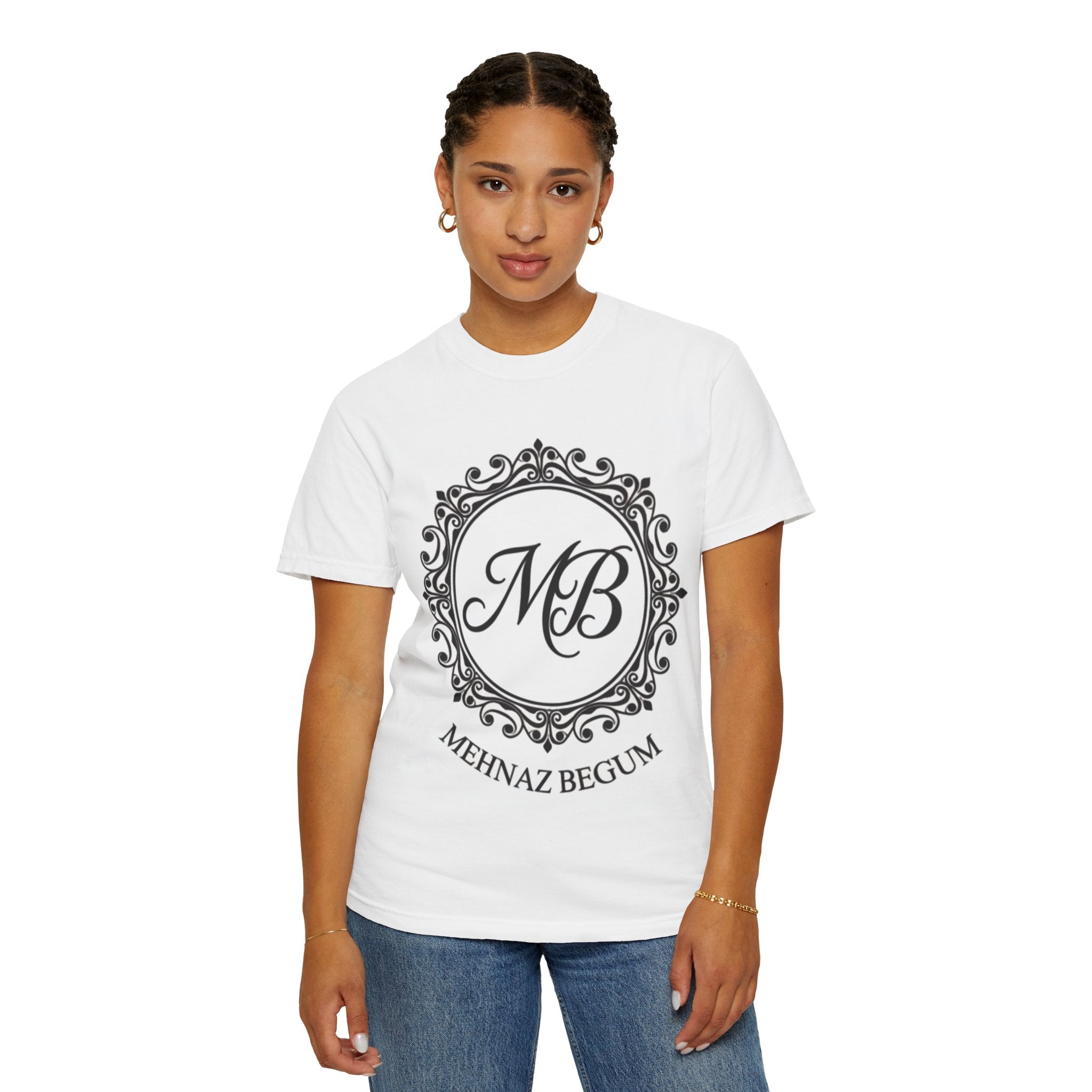 Mehnaz Begum Monogram T-Shirt | MB Crest Personalized Tee