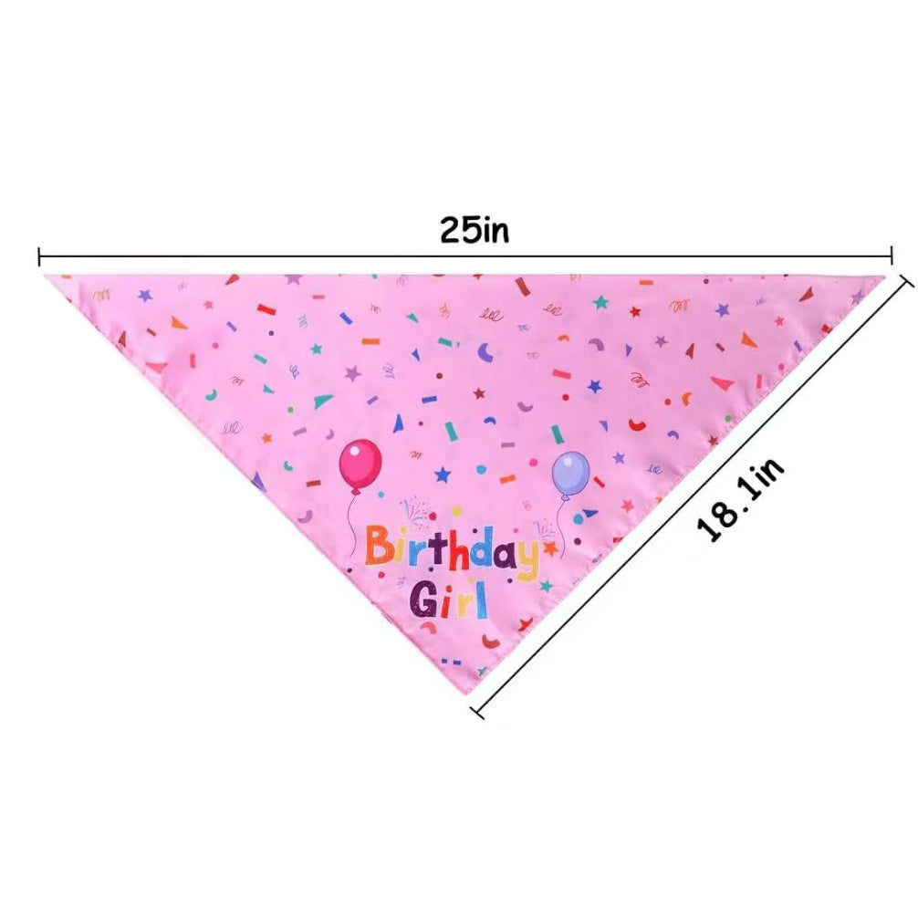 Cross-Border Printed Cute Cat And Dog Scarf Dog Birthday Decoration Headscarf Set Dog And Kitten Saliva Scarf