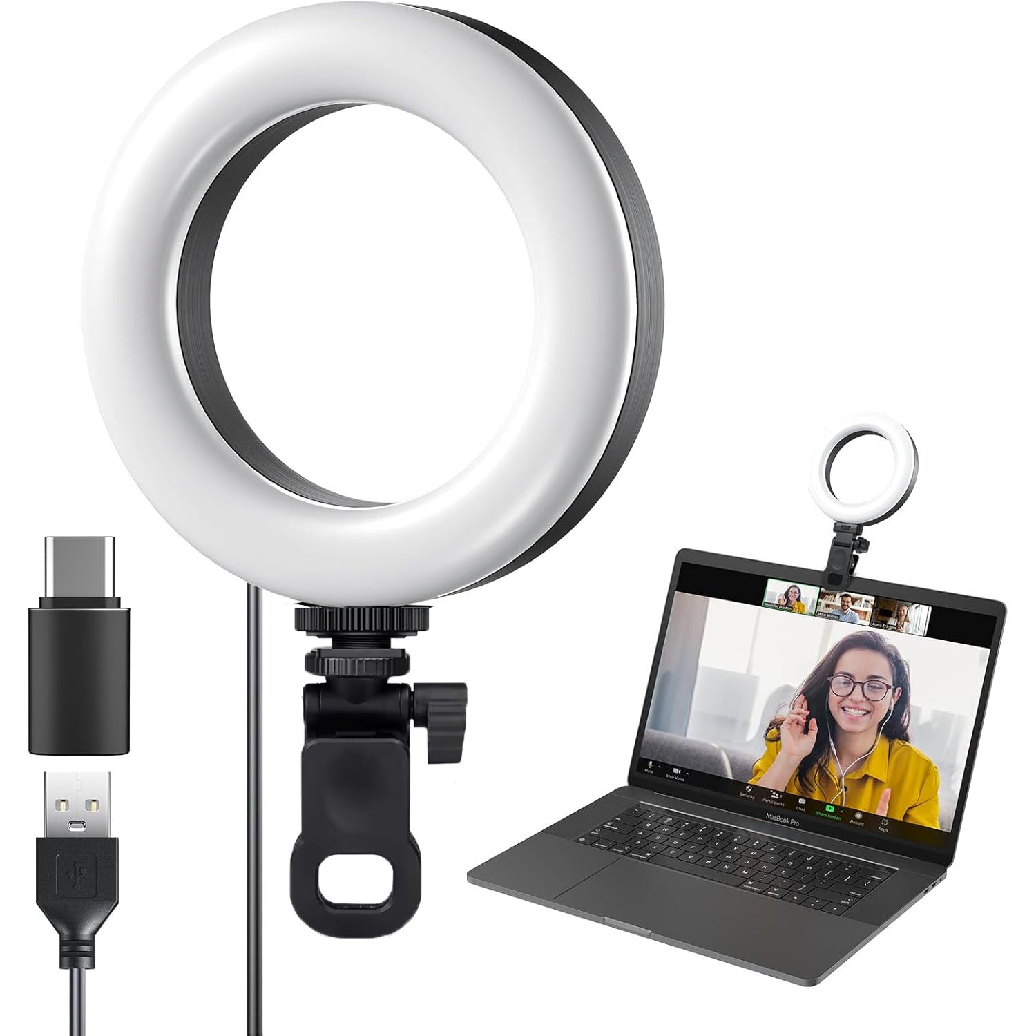 Spot Mini 6inch Ring Flash Computer Video Conference Selfie Light Computer Live Broadcast Soft Light Video Light