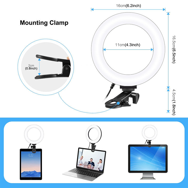 Spot Mini 6inch Ring Flash Computer Video Conference Selfie Light Computer Live Broadcast Soft Light Video Light