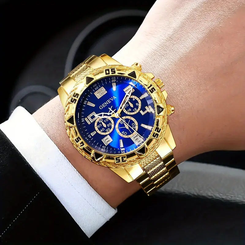 Cross-Border Hot-Selling Men's Watch + Jewelry Set, High-End Men's Business Watch Gift Four-Piece Watch Set